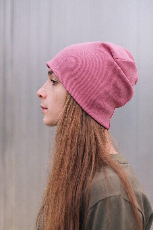 RIB BEANIE / ROSEWOOD