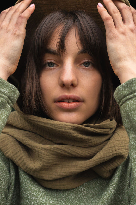 GAUZE SCARF BIG / OLIVE