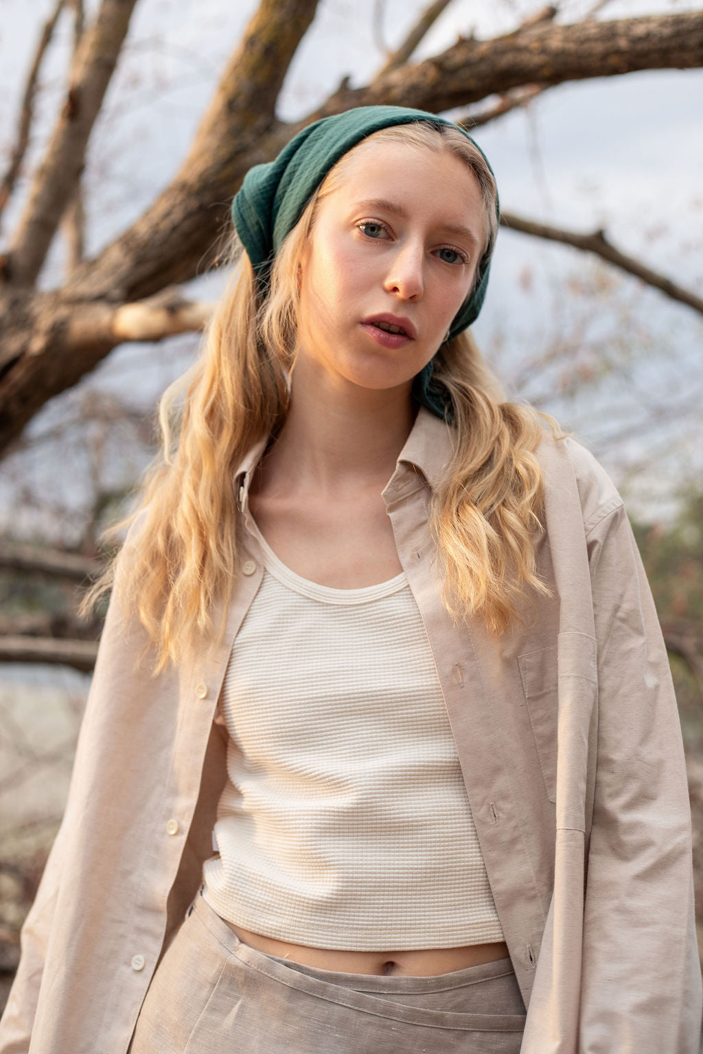 GAUZE SCARF SMALL / PETROL
