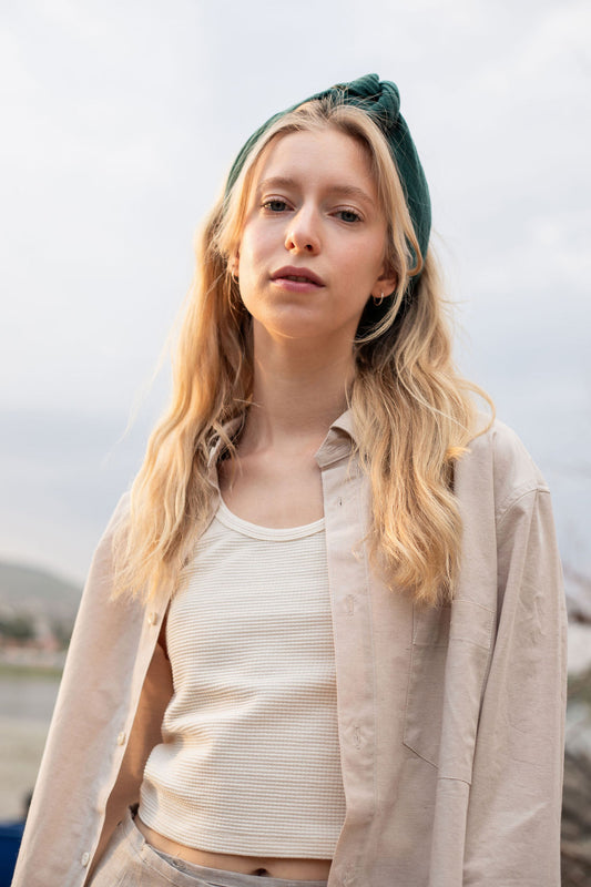 GAUZE SCARF SMALL / PETROL