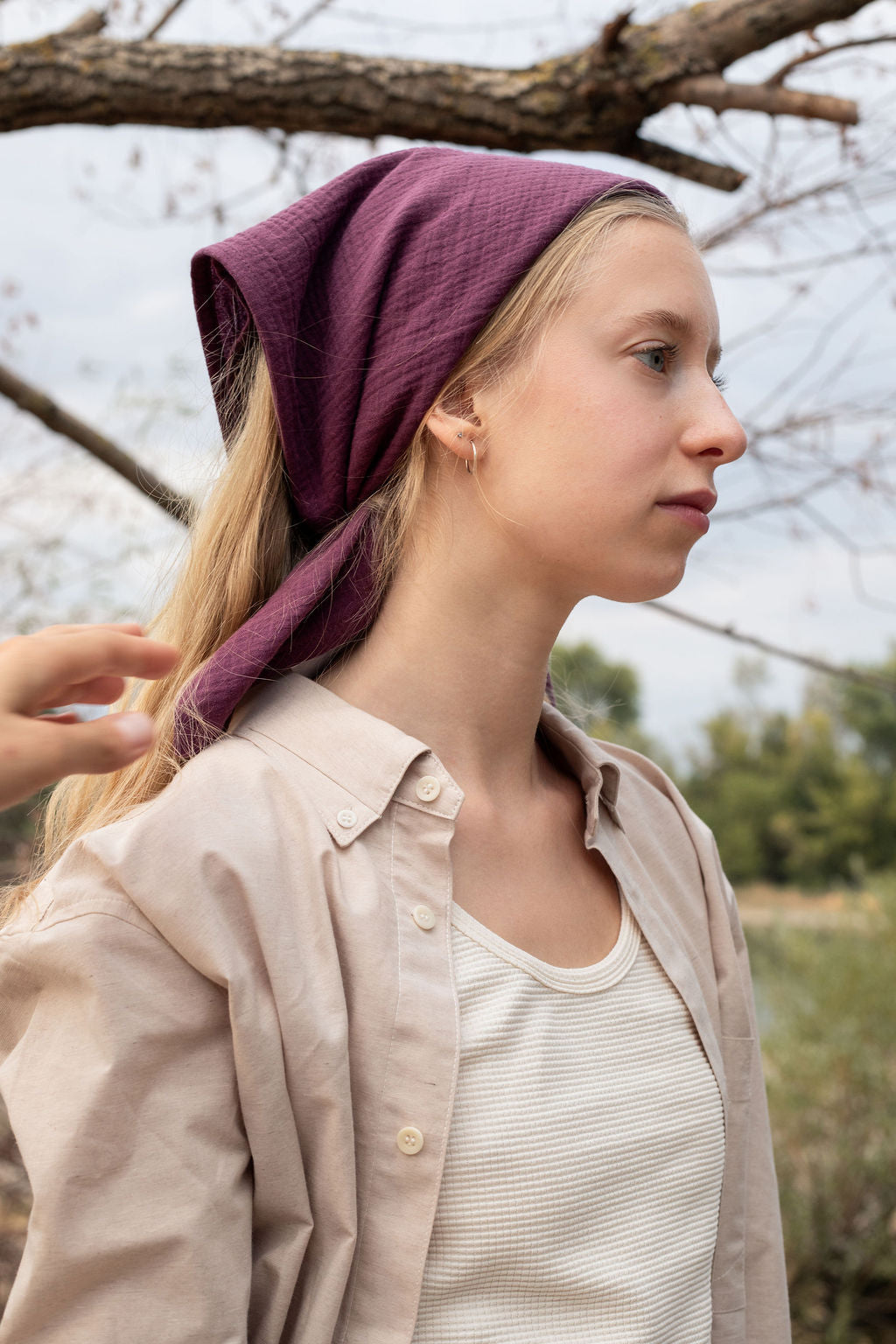 GAUZE SCARF SMALL / PLUM