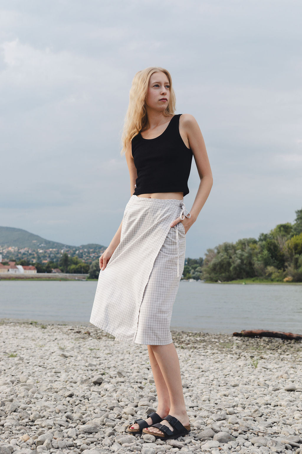 FLAP MIDI SKIRT / CHECKS