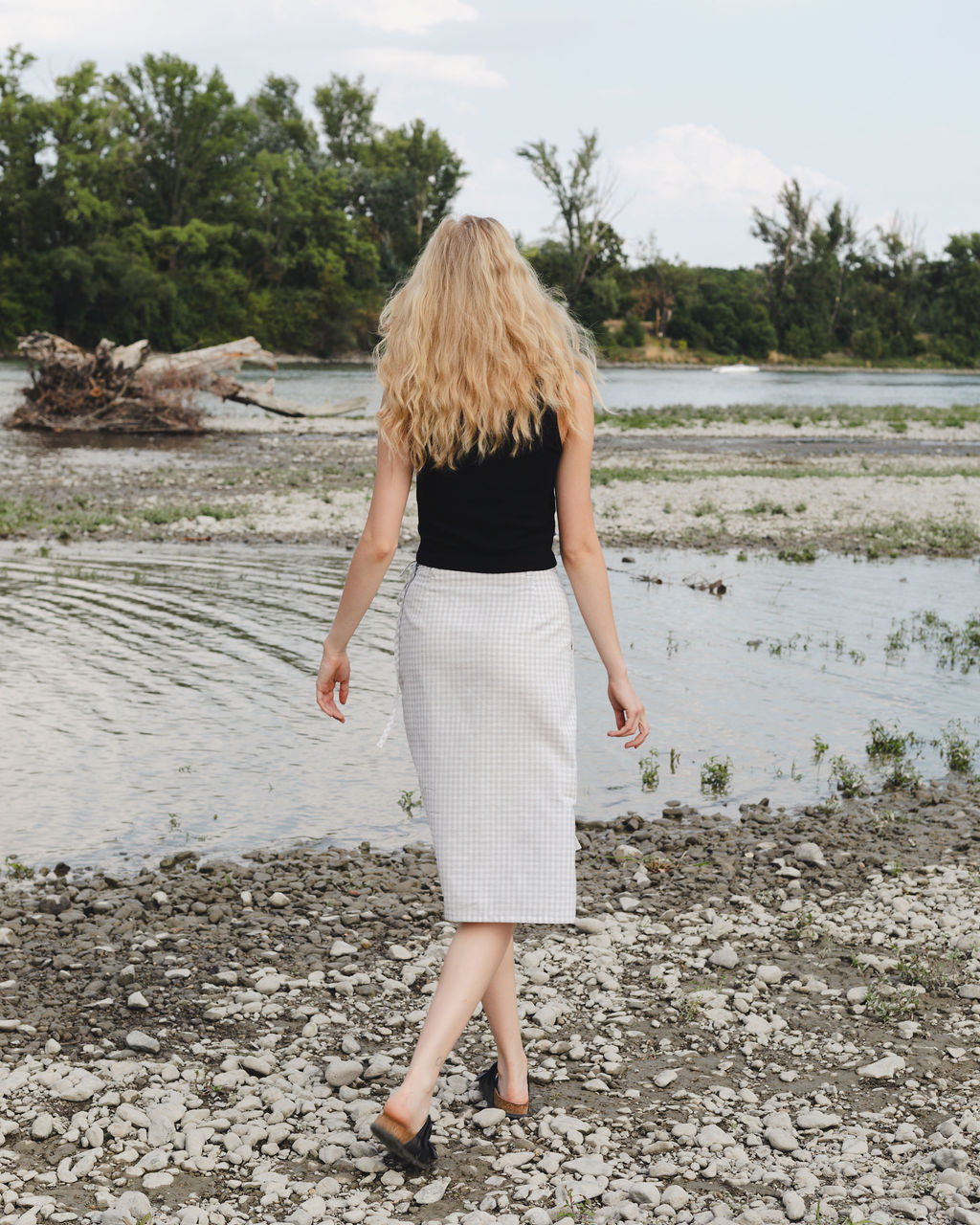 FLAP MIDI SKIRT / CHECKS