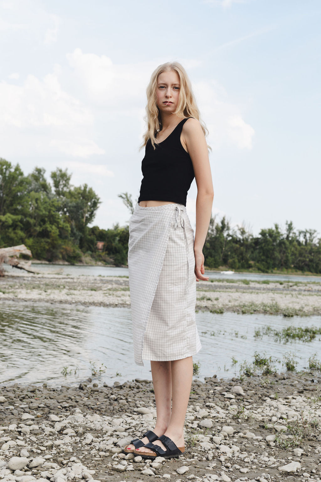 FLAP MIDI SKIRT / CHECKS
