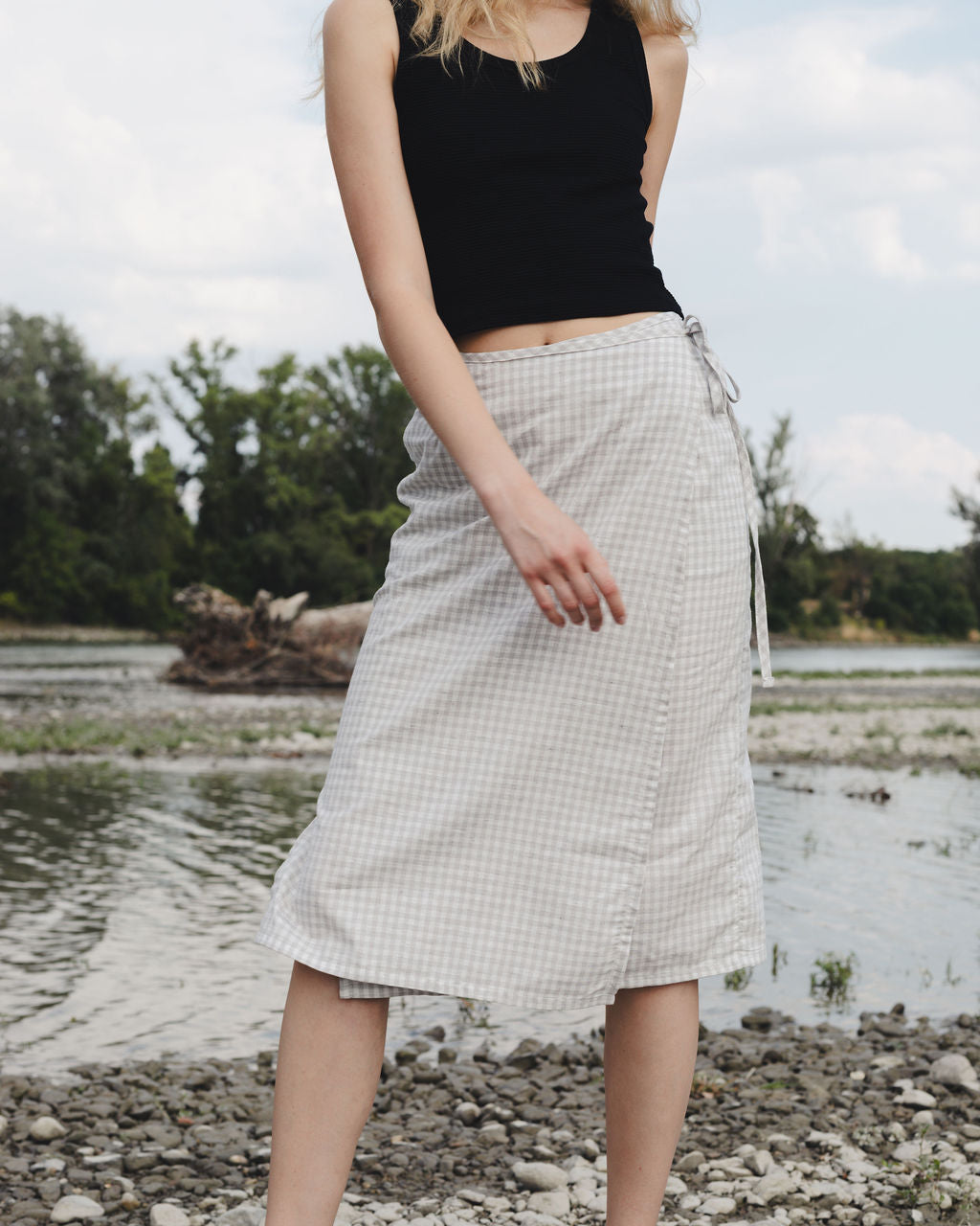 FLAP MIDI SKIRT / CHECKS