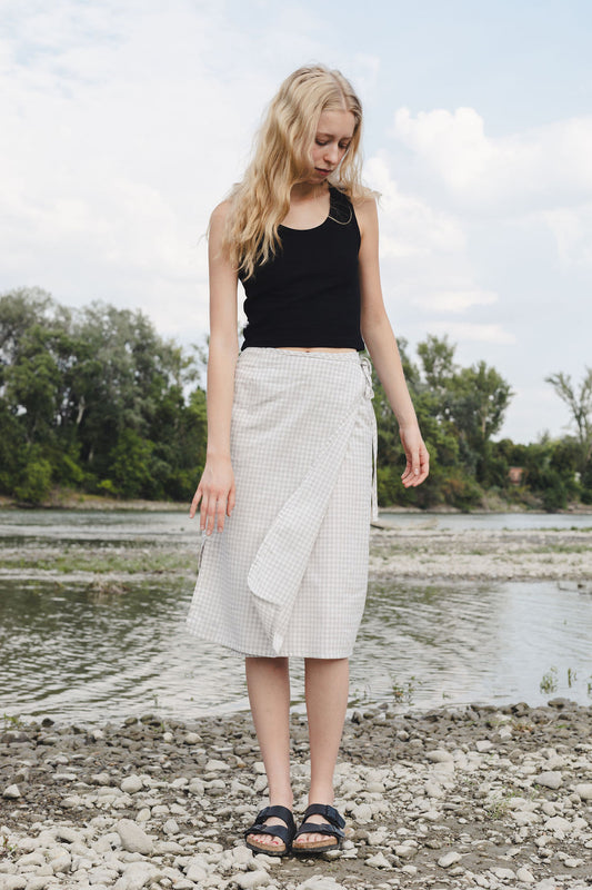 FLAP MIDI SKIRT / CHECKS