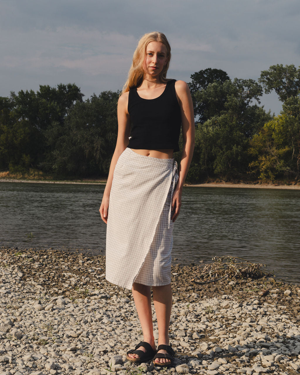 FLAP MIDI SKIRT / CHECKS