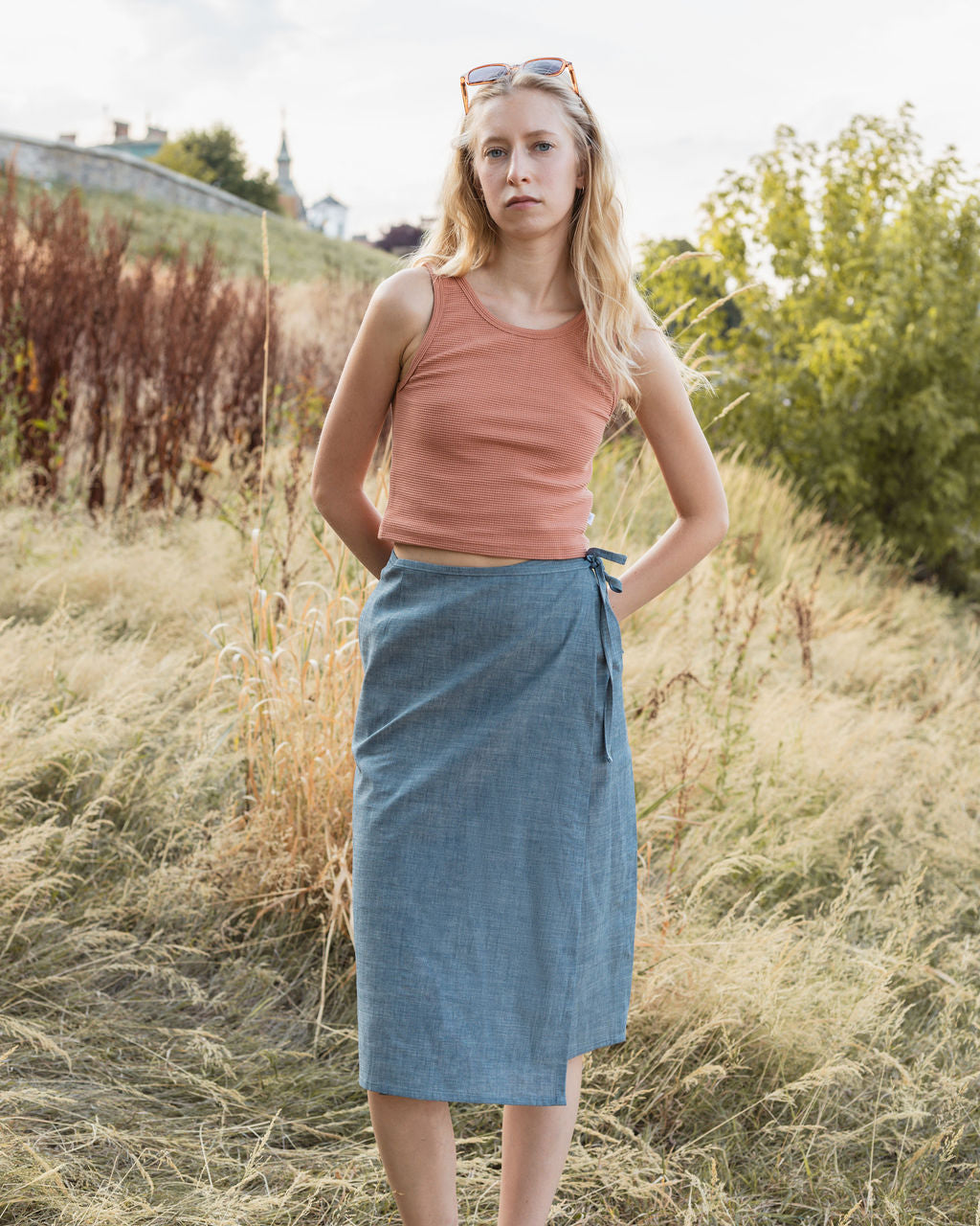 FLAP MIDI SKIRT / DENIM