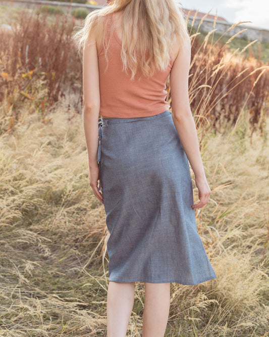 FLAP MIDI SKIRT / DENIM