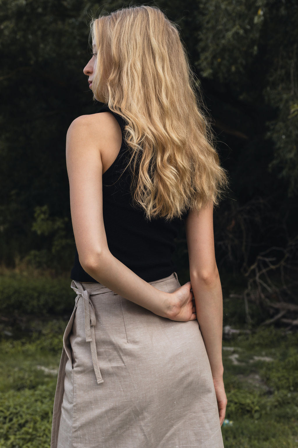 FLAP MIDI SKIRT / NATUR