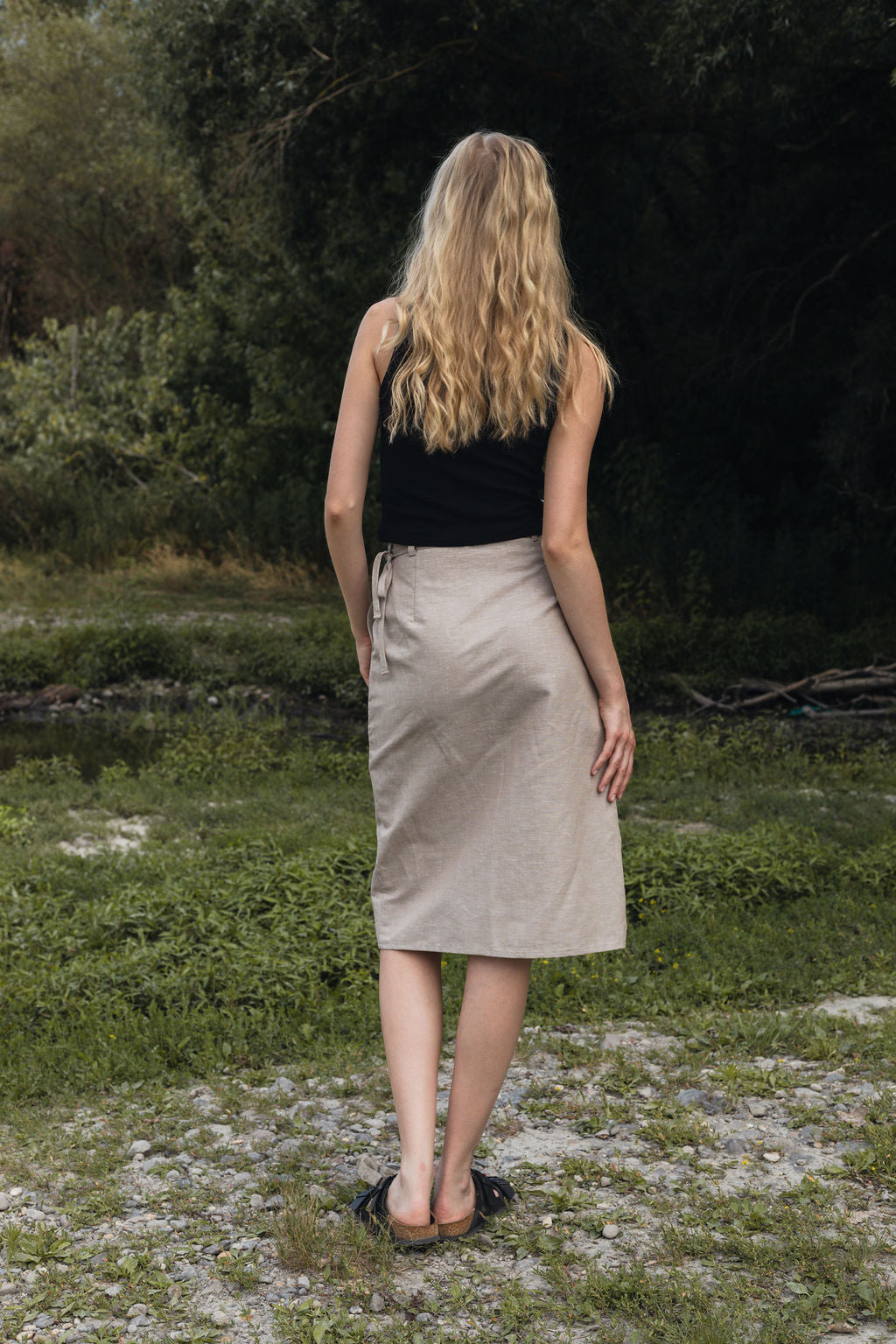 FLAP MIDI SKIRT / NATUR