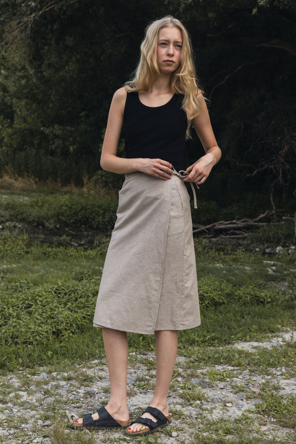 FLAP MIDI SKIRT / NATUR
