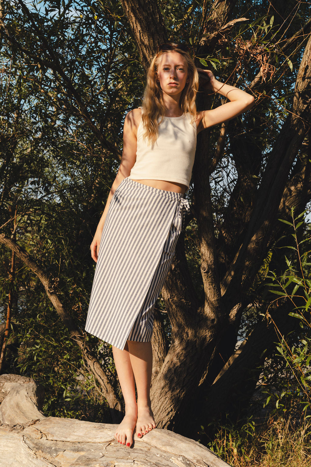 FLAP MIDI SKIRT / STRIPED