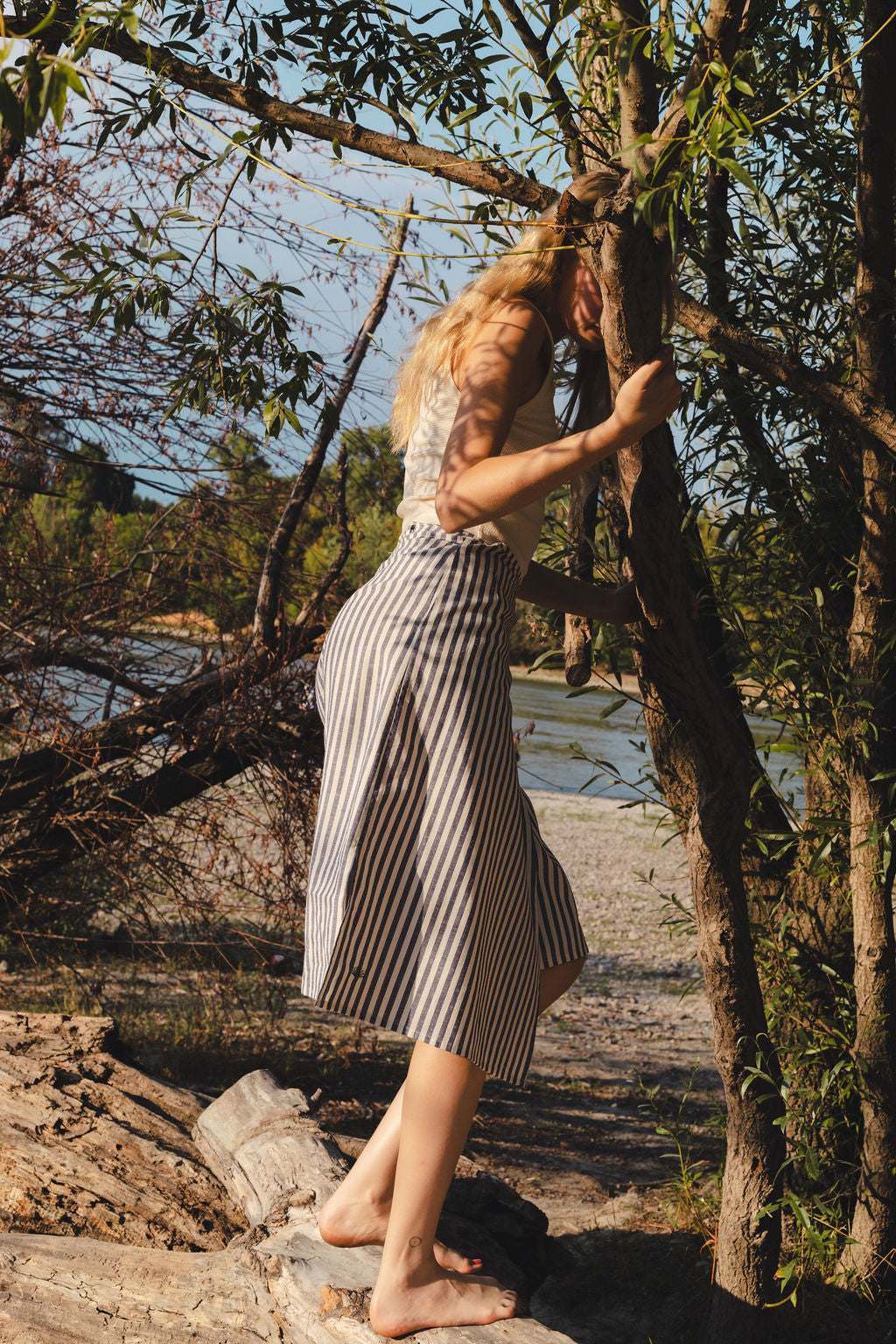 FLAP MIDI SKIRT / STRIPED