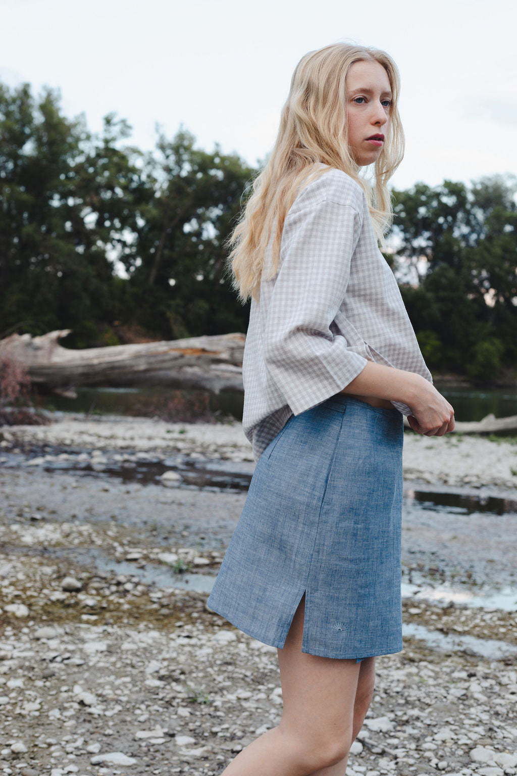 FLAP MINI SKIRT / DENIM
