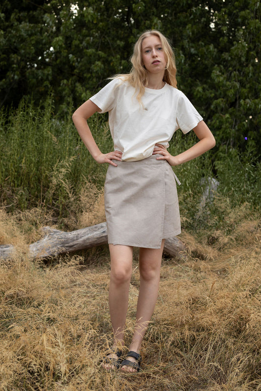 FLAP MINI SKIRT / NATUR