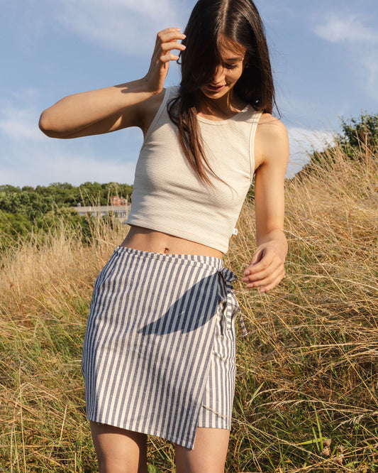 FLAP MINI SKIRT / STRIPED