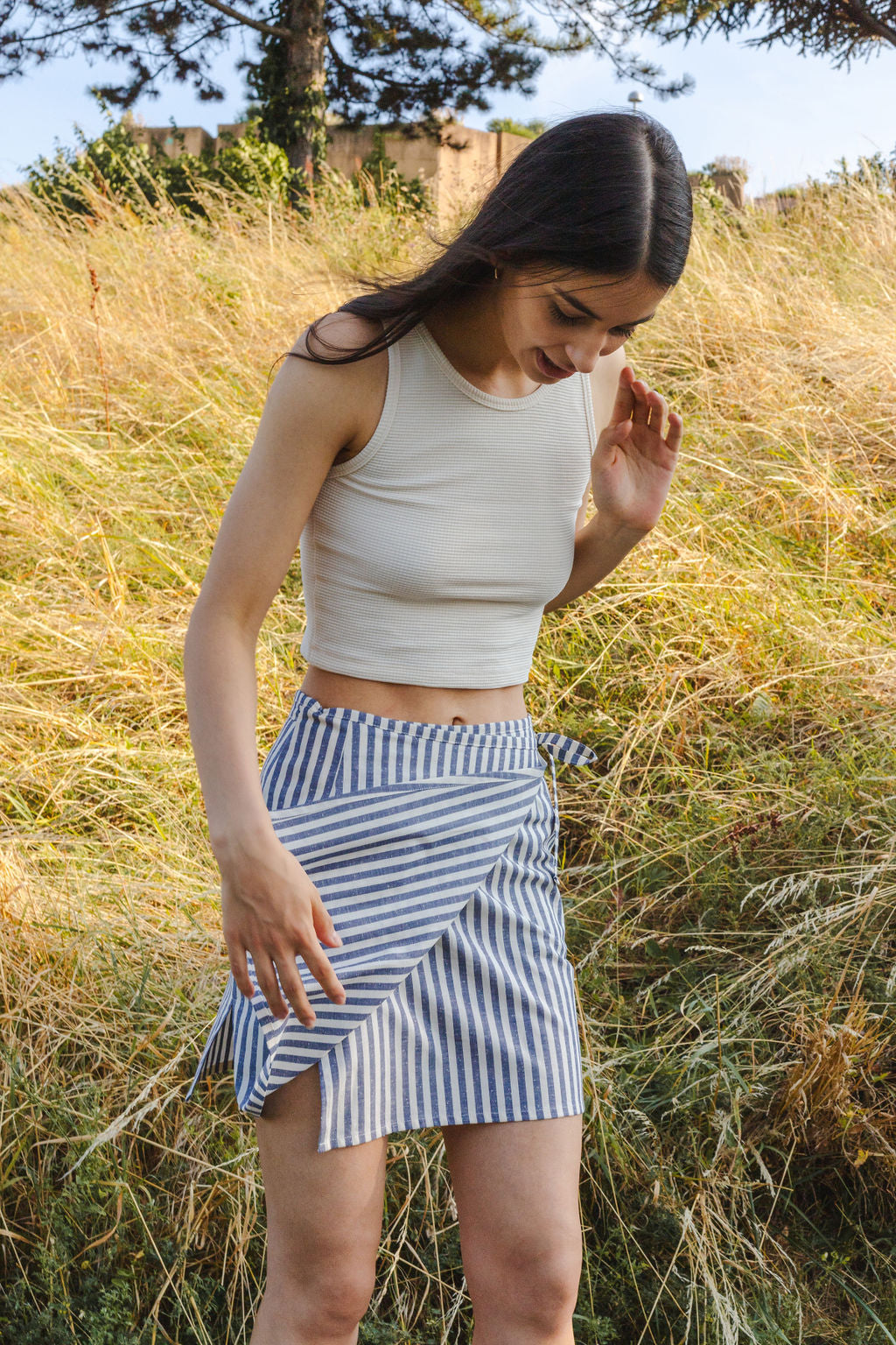 FLAP MINI SKIRT / STRIPED