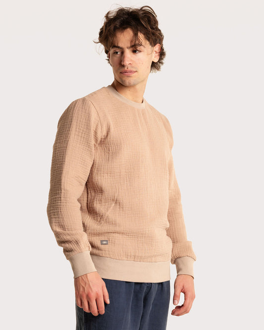 GAUZE CREWNECK / TAUPE