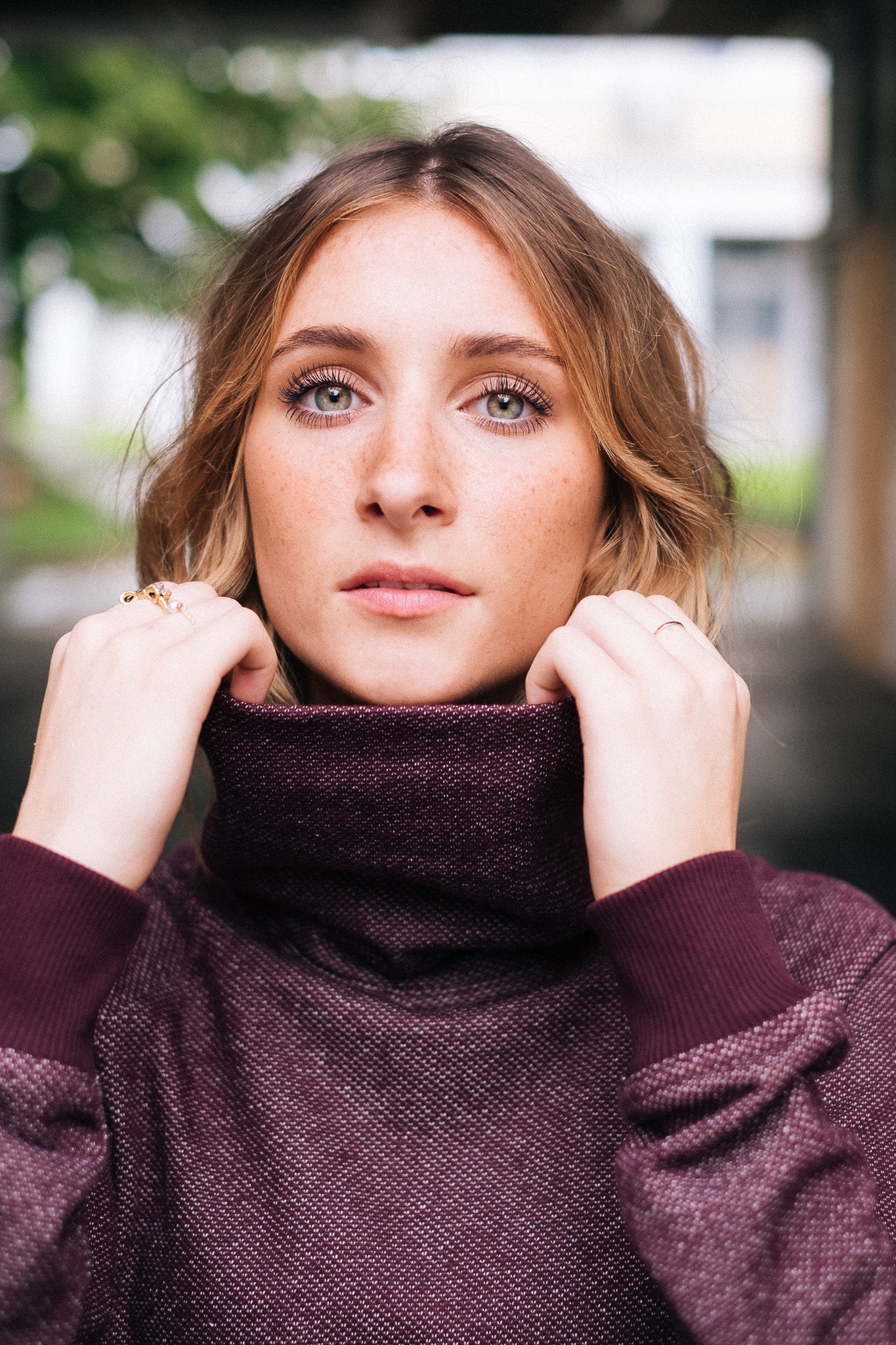 FUNNEL NECK SWEATSHIRT FOR HER / WINE - Touch Me Not Clothing