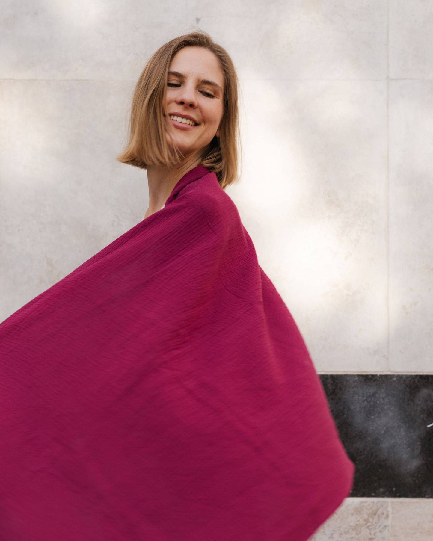 GAUZE SCARF BIG / BERRY