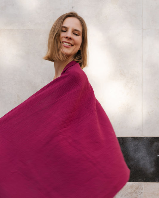GAUZE SCARF BIG / BERRY