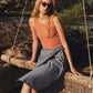 FLAP MIDI SKIRT / DENIM