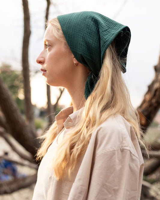 GAUZE SCARF SMALL / PETROL
