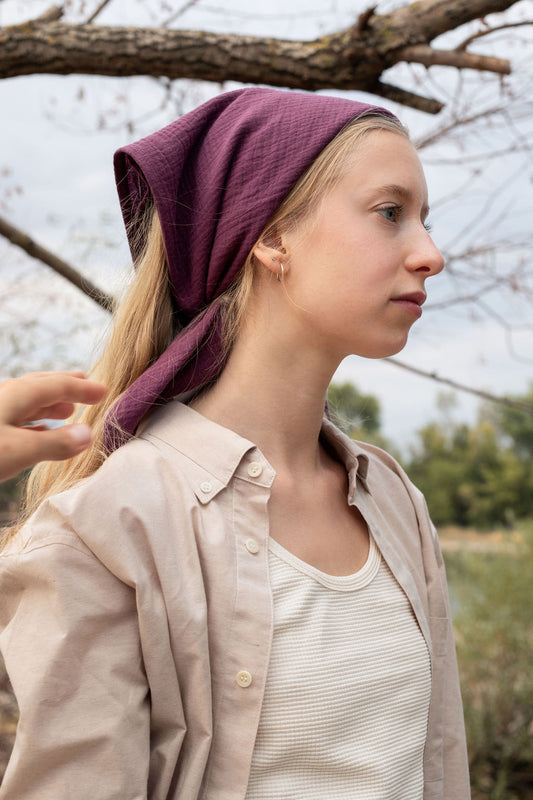 GAUZE SCARF SMALL / PLUM