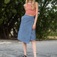 FLAP MIDI SKIRT / DENIM
