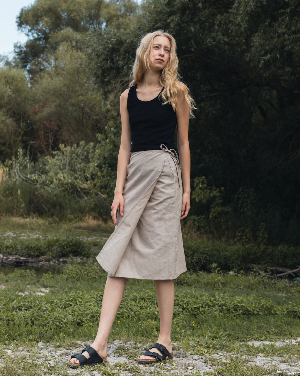 FLAP MIDI SKIRT / NATUR