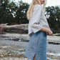 FLAP MINI SKIRT / DENIM
