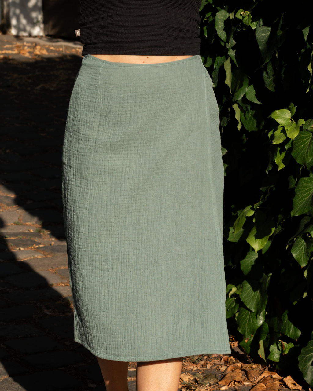 GAUZE MIDI SKIRT / LAKE
