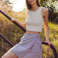 FLAP SKIRT / STRIPED LINEN