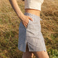 FLAP SKIRT / STRIPED LINEN