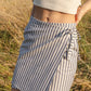 FLAP SKIRT / STRIPED LINEN