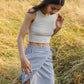 FLAP SKIRT / STRIPED LINEN