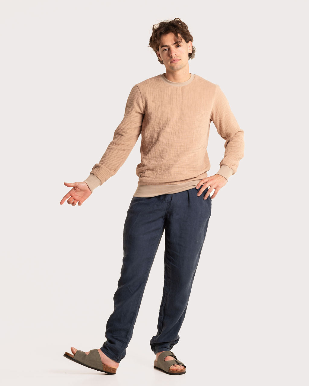GAUZE CREWNECK / TAUPE