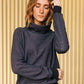 FUNNEL NECK JUMPER / NAVY - Touch Me Not Clothing