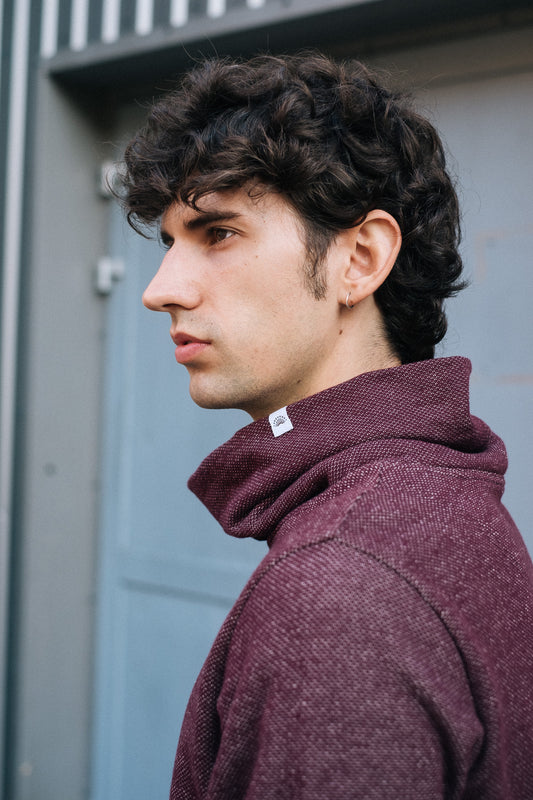 FUNNEL NECK SWEATSHIRT / WINE